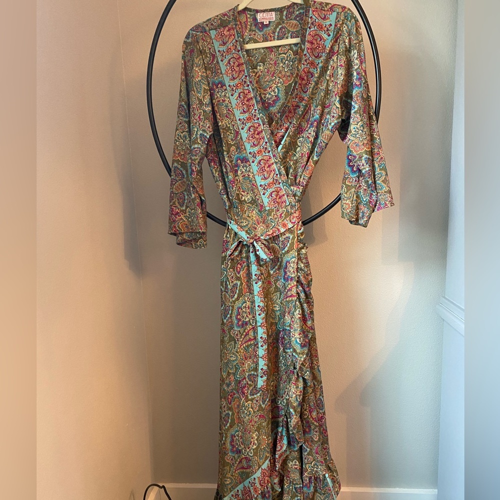 Cienna Multicolor Paisley Wrap Dress XL